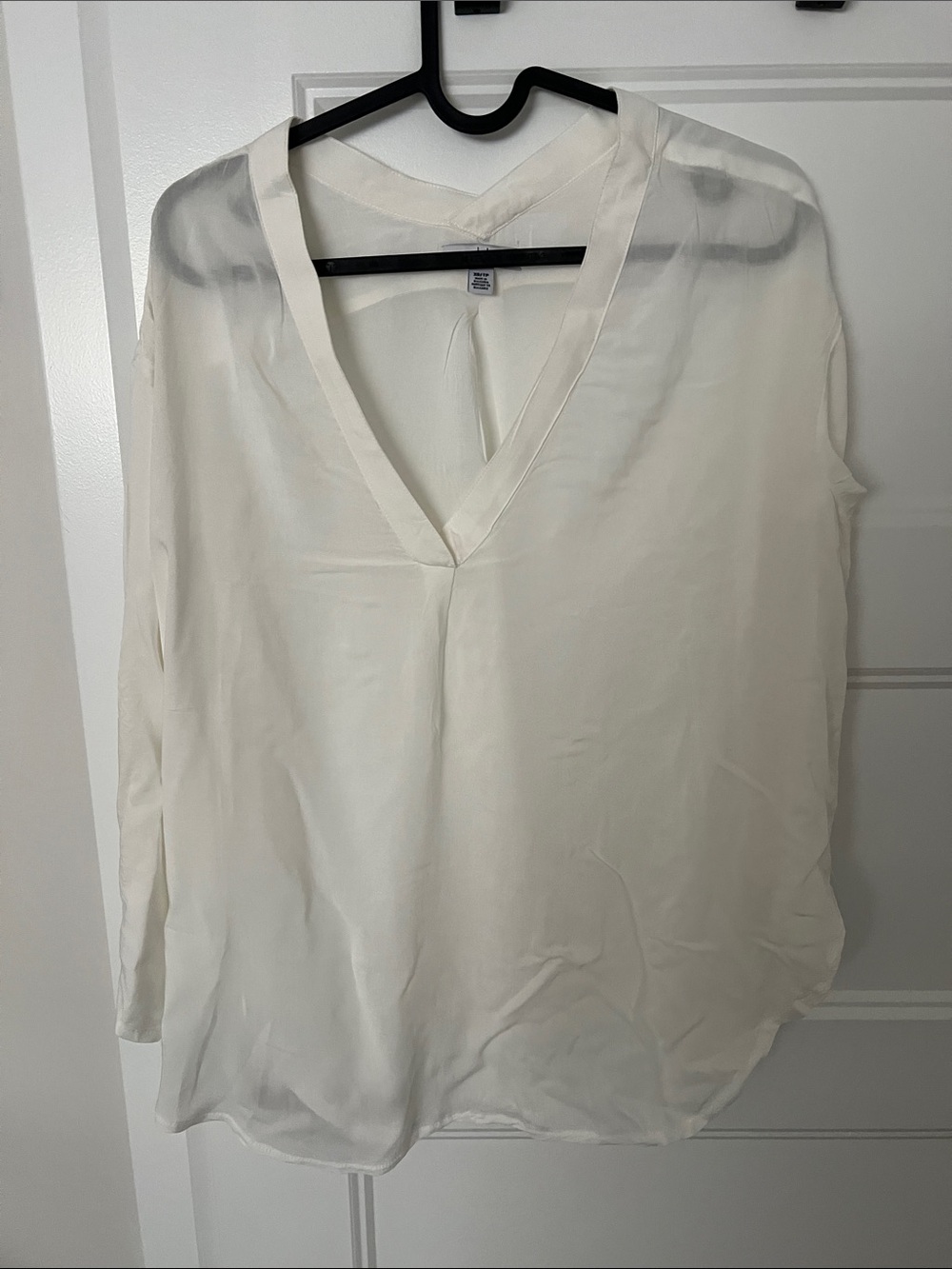 H by Halston Ivory V-Neck Silky Blouse